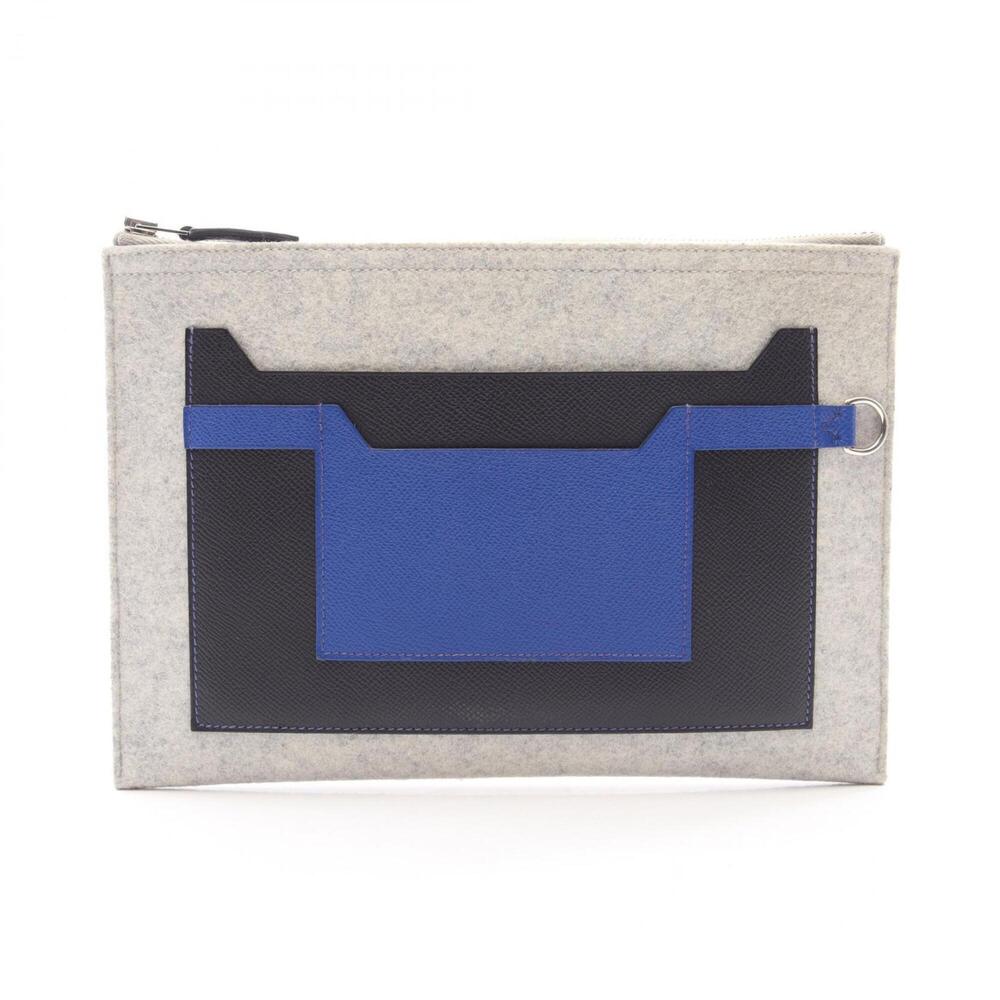 Hermes HERMES Toudou 29 Blue Electric Second Bag Clutch Handbag Felt Veau Eps...